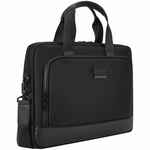 Сумка для ноутбука SANTIAGO с кожаной отделкой, черная