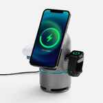 BLUETOOTH-колонка с беспроводной зарядкой DROID, серая