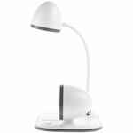 Лампа с колонкой и беспроводной зарядкой FLASHBACK, белая