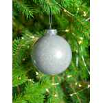 Елочный шар FINERY SHINE, 8 см, глянцевый серебристый с глиттером