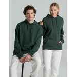 Толстовка с капюшоном унисекс HOODIE, темно-зеленый меланж, размер XS