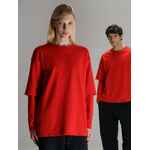 Футболка оверсайз с двойным рукавом KOSMOS, красная, размер XS/S