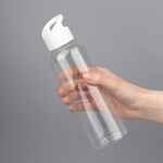 Бутылка для воды PLASKE, прозрачная с белой крышкой