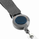 Лента для бейджа с ретрактором DEVON, серая с синим
