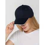 Бейсболка CANOPY, темно-синяя с белым кантом