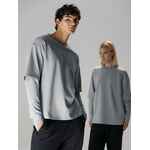 Футболка оверсайз с двойным рукавом KOSMOS, светло-серая, размер XS/S