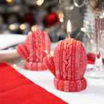 Свеча KNITEAM, варежка, красная