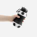 Складная бутылка для воды FOOTBALL FLEX, белая с черным