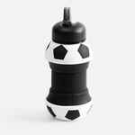 Складная бутылка для воды FOOTBALL FLEX, белая с черным