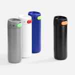 Термостакан X1 с цветной кнопкой, черный с оранжевым