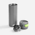 Термостакан X1 с цветной кнопкой, серый с желтым