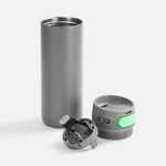 Термостакан X1 с цветной кнопкой, серый с зеленым