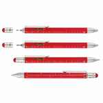 Ручка шариковая CONSTRUCTION, мультиинструмент, красная