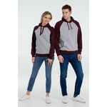 Толстовка унисекс SEATTLE серый меланж/бордовый, размер M