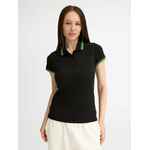 Рубашка поло женская PASADENA WOMEN 200 с контрастной отделкой, черный/зеленый, размер S