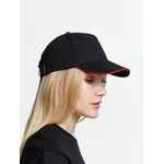 Бейсболка LONG BEACH, черная с красным