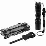 Набор FORSTER: мультиинструмент, фонарик, огниво, черный