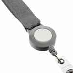 Лента для бейджа с ретрактором DEVON, серая с белым