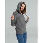 Толстовка на молнии с капюшоном унисекс KING, темно-серый меланж, размер XS