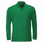 Рубашка поло мужская с длинным рукавом WINTER II 210 ярко-зеленая, размер XXL