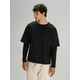 Футболка оверсайз с двойным рукавом KOSMOS, черная, размер XS/S